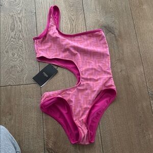 Fendi Pink One-Shoulder Swimsuit